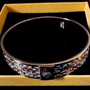 Coach Signature Engraved “C” logo Silver Bangle Bracelet